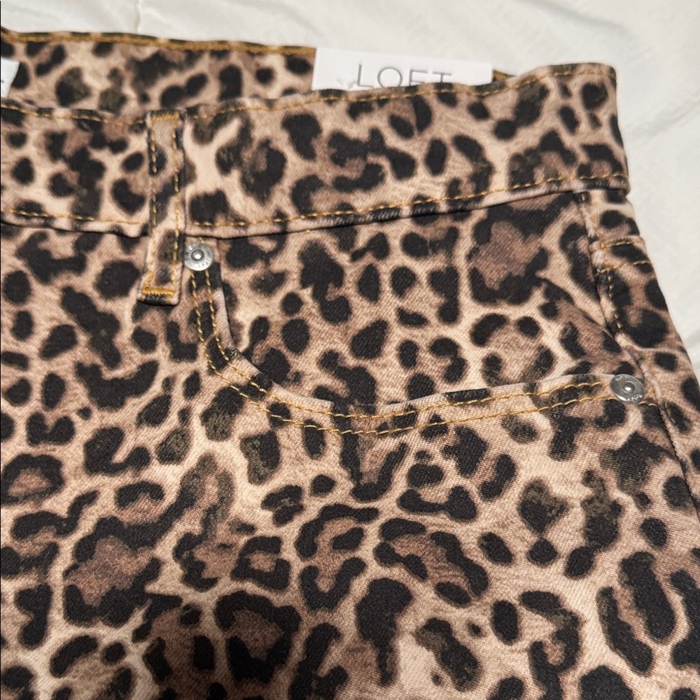 LOFT Leopard Print Wide Leg Jeans - Picture 8 of 13